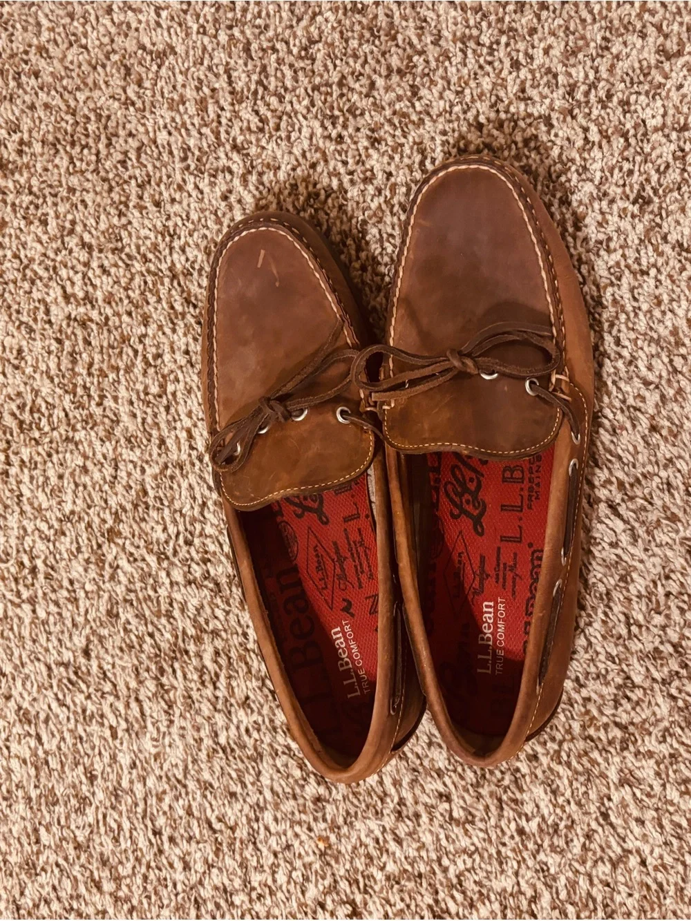 L.L. Bean Men's Brown Leather Moc Toe Boat Shoes US 11D Old Money Preppy Office